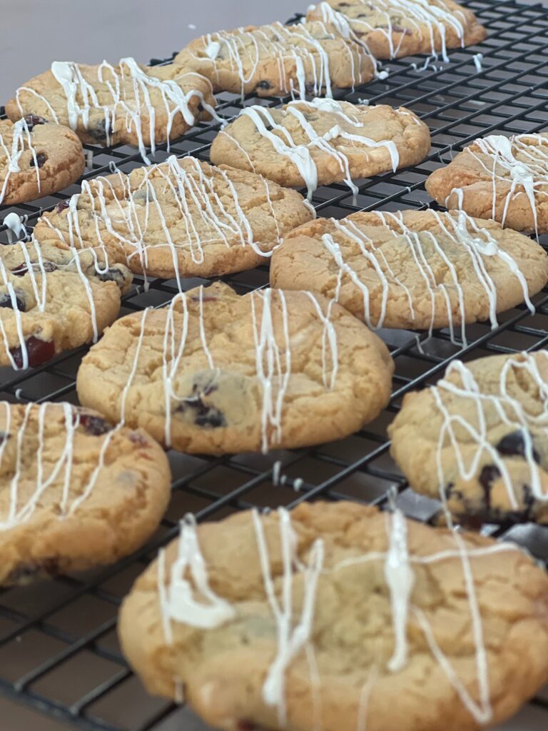 White chocolate and blueberry cookies